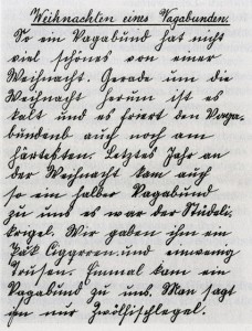 Eine Seite des Aufsatzes, den Bärtschi als Schüler verfasste.Seite des Schüleraufsatzes, der Simon Gfeller zu seiner Geschichte "Zwölfischlägels Weihnachtsfeier" inspirierte © zvg